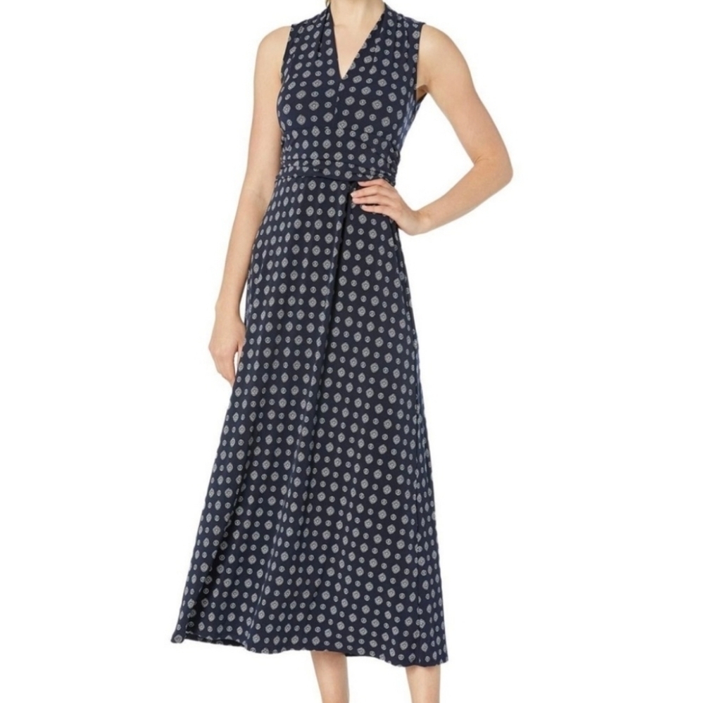 Vince Camuto Stretch Black & White Foulard Print V-Neck Sleeveless Maxi … - Picture 1 of 16